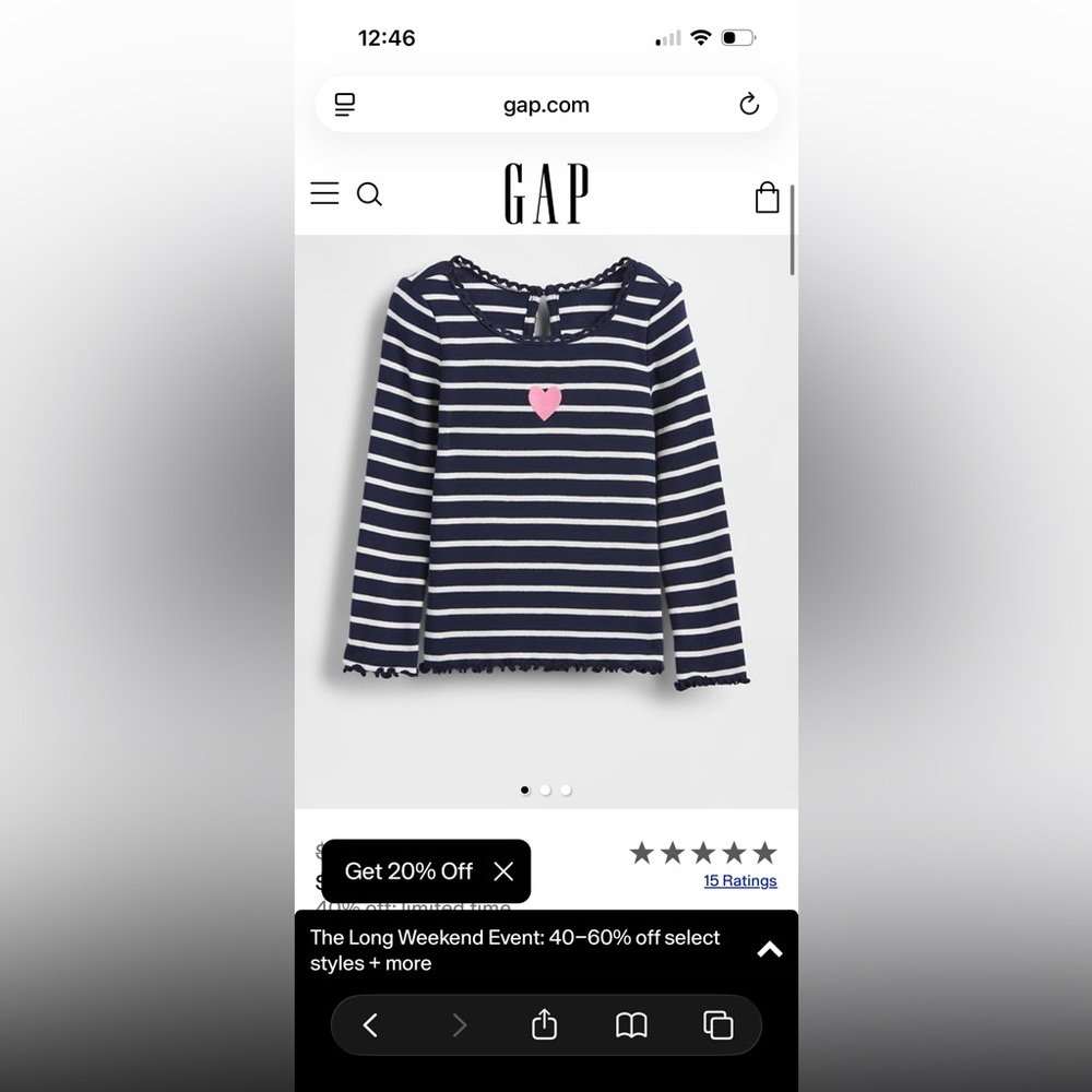 Gap embroidered ribbed shirt- NWT- 4T